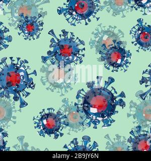 Modello di virus corona scientifico astratto 3d senza soluzione di continuità Foto Stock