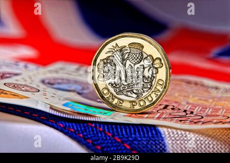 Moneta inglese in sterlina Foto Stock