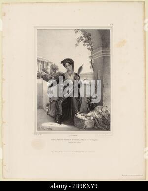 Una giovane donna di Ischia. (Regno di Napoli.) 4 (titolo registrato) |. Album composto e disegnato su pietra da A. Colin (under all) Foto Stock