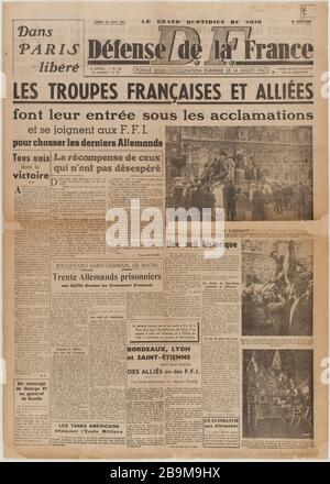 Gazzetta "Francia" del 26 agosto 1944 Gazzetta "Francia" del 26 août 1944. Carta imprimé, 1944. Musée du Général Leclerc de Hauteclocque et de la Libération de Paris, musée Jean Moulin. Foto Stock