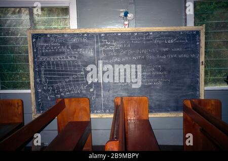 Tobago St Davids Parish St Thomas Church Sunday School Blackboard Foto Stock