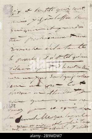 Ottobre 8 Lunedì 12 [1849] Juliette Drouet a Victor Hugo ; 8 ottobre lundi midi [1849] ; Maison Victor Hugo - Parigi Foto Stock