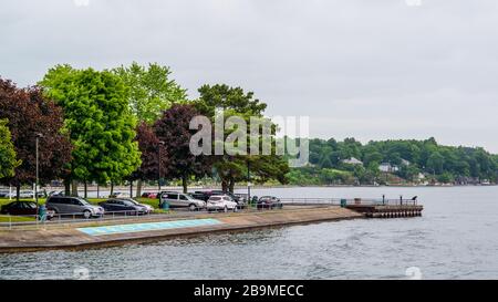 Thousand Islands sightseeing from St-Laurence River in Ontario Canada Foto Stock