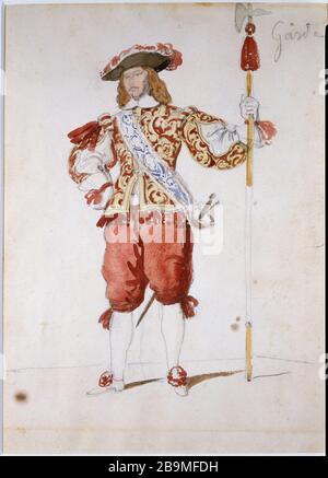 MODELLO DI COSTUMI PER RUY BLAS - GUARDIA LOUIS BOULANGER (1806-1867). 'Maquette de Costumi pour Ruy Blas : Garde'. Parigi, Maison de Victor Hugo. Foto Stock