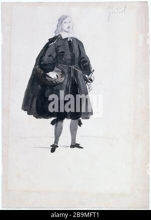 MODELLO DI COSTUMI PER RUY BLAS - Gudiel Louis Boulanger (1806-1867). 'Maquettes de Costumes pour Ruy Blas : Gudiel'. Parigi, Maison de Victor Hugo. Foto Stock