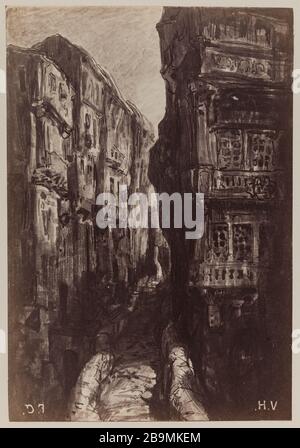 Il vicolo Coutanchez François Nicolas Chifflart (1825-1901). 'La ruelle Coutanchez'. Albuminé di papier. 1868. Parigi, Maison de Victor Hugo. Foto Stock