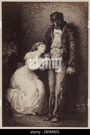Deruchette piangeva accanto a lui François Nicolas Chifflart (1825-1901). 'Déruchette, pleurante près de lui'. Albuminé di papier. 1868. Parigi, Maison de Victor Hugo. Foto Stock