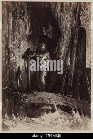 Considerando la fosforescenza, meditando François Nicolas Chifflart (1825-1901). "Considérant la fosforescence, méditant". Albuminé di papier. 1868. Parigi, Maison de Victor Hugo. Foto Stock