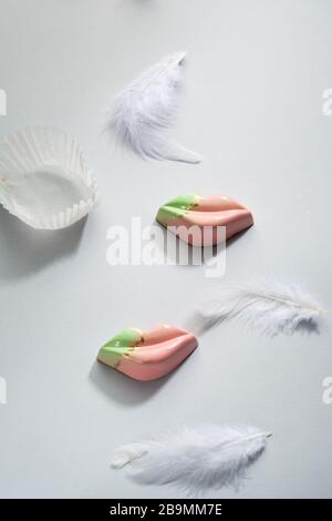 Caramelle al cioccolato a forma di labbra Foto Stock