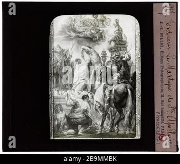 Collezione Dutuit. Dipinti fiamminghi. Jordaens, martirio di Sant'Apollonia Giacobbe Jordaens (1593-1678). "Le martire de sainte Apolline". Fotografie di Jacques-Ernest Bulloz (1858-1942). Gambe Eugène et Auguste Dutuit. Peinture fenicotteri. Lapide de projection. 1900-1930. Musée des Beaux-Arts de la Ville de Paris, Petit Palais. Foto Stock