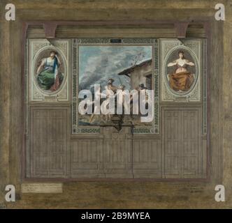 Schizzo per il municipio del ventesimo arrondissement di Parigi: Patherland Edouard- Michel Lançon (1854-1930). "Patrie". Esquisse pour la mairie du XXe circondario di Parigi. Huile et encre noire sur toile, 1884. Musée des Beaux-Arts de la Ville de Paris, Petit Palais. Foto Stock