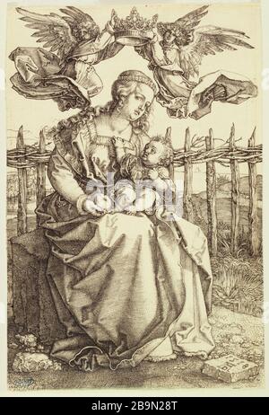 La Vergine incoronata da due angeli (Bartsch 39) Albrecht Dürer (1471-1528). La Vierge couronnée par deux anges (Bartsch 39). 1518. Musée des Beaux-Arts de la Ville de Paris, Petit Palais. Foto Stock