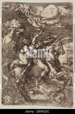 Albrecht Dürer (1471-1528). "Il rapimento di Albrecht Dürer (1471-1528). 'L'Enlèvement d'une jeune femme, B 72', 1516. Eau-forte. Musée des beaux-Arts de la ville de Paris, Petit Palais. Foto Stock