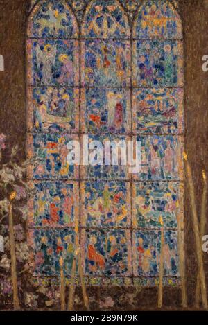 VETRATE, CHARTRES Henri le Sidaner (1862-1939). 'Le vitrail, Chartres'. Musée des Beaux-Arts de la Ville de Paris, Petit Palais. Foto Stock