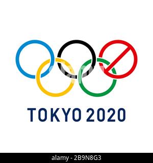 Cancellazione delle Olimpiadi a Tokyo, Giappone, 2020 Illustrazione Vettoriale