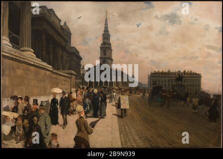 La Galleria Nazionale e la chiesa di San Martino (Londra) Giuseppe de Nittis (1846-1884). 'La National Gallery et l'église St Martin-in-the-Fields (Londres)'. Huile sur toile. 1878. Musée des Beaux-Arts de la Ville de Paris, Petit Palais. Foto Stock