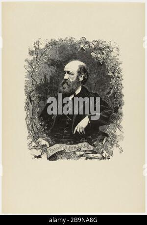 RITRATTO DI EDMOND MORIN Auguste Louis Lepère (1849-1918). 'Portrait d'Edmond Morin'. Estampe originale, bois, 1882. Musée des Beaux-Arts de la Ville de Paris, Petit Palais. Foto Stock