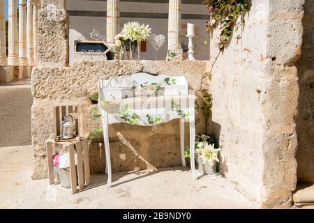 Nce decorazione esterna vintage per un evento. Foto Stock