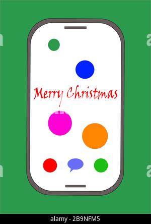 Smartphone tramite SMS con natale sullo schermo. Illustrazione Vettoriale