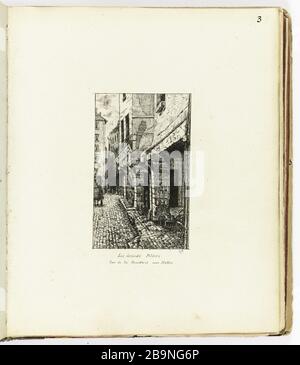 Collezione di 102 disegni [Vecchia Parigi] Major Roules Street cooperage a Les Halles, 1879 Henri Chapelle (1850-1925). "Le Vieux Paris". Recueil de 102 dessins. Les grands Pilliers, rue de la Tonnellerie aux Halles, 1879. Parigi, musée Carnavalet. Foto Stock