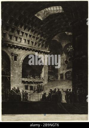 Vista interna della nuova prigione di Roma (Dutuit pagina 340) Jacques-François Blondel (1705-1774). 'Vue de l'intérieur de la carcerion neuve à Rome' (Dutuit pagina 340). Dessin puis gravure (manière noire). 1765. Musée des Beaux-Arts de la Ville de Paris, Petit Palais. Foto Stock