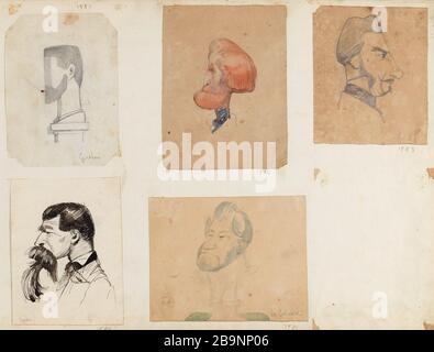 Ritratto-carica di un uomo in profilo (Girodon) | Ritratto-carica un profilo uomo bearded rosso | Ritratto-carica di un uomo in profilo (Vendite) | Ritratto di un uomo bearded in profilo (Isidore) | Ritratto di un uomo-carica tre quarti (da Caloner?) Foto Stock