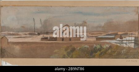 1870 Assedio di Parigi: Vista delle fortificazioni. Charles Camille Chazal (1825-1875). '1870. Siège de Paris : vue des fortifications'. Gouache sur papier, 1870. Parigi, musée Carnavalet. Foto Stock