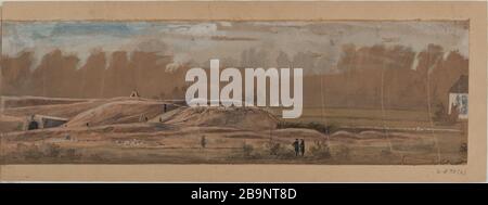 1870 Assedio di Parigi: Vista delle fortificazioni. Charles Camille Chazal (1825-1875). '1870. Siège de Paris : vue des fortifications'. Gouache sur papier, 1870. Parigi, musée Carnavalet. Foto Stock