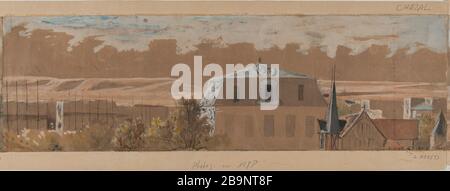 1870 Assedio di Parigi: Vista delle fortificazioni. Charles Camille Chazal (1825-1875). '1870. Siège de Paris : vue des fortifications'. Gouache sur papier, 1870. Parigi, musée Carnavalet. Foto Stock
