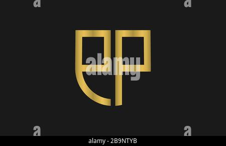 Combinazione di monogramma in PP e simbolo di protezione. Design del logo line art. Simboleggia affidabilità, sicurezza, potenza, sicurezza. Illustrazione Vettoriale