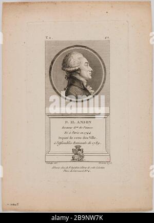 Ritratto di H. P. Anson. Abraham-Louis Girardet (1772-1820). Ritratto de P. H. Anson. Gravure au burin et à l'eau forte. 1789. Parigi, musée Carnavalet. Foto Stock