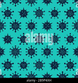 Modello senza cuciture per coronavirus. Diversi tipi di virus. Batteri Biologia organismi modello senza giunture. Genetica medica microorganismo batteriologico. Illustrazione Vettoriale