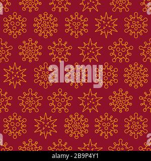 Modello senza cuciture per coronavirus. Diversi tipi di virus. Batteri Biologia organismi modello senza giunture. Genetica medica microorganismo batteriologico. Illustrazione Vettoriale