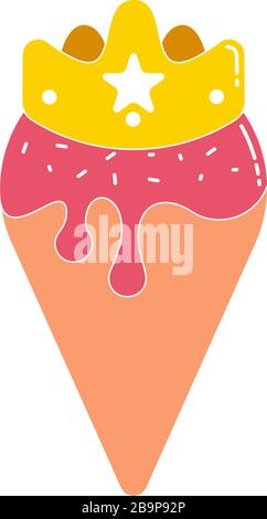 gelato cono fusione colorful geometrica corona disegno logo vettore Illustrazione Vettoriale