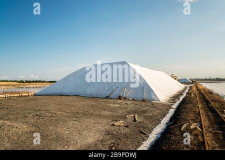 palo di sale alle saline - fuoco selettivo, spazio di copia Foto Stock