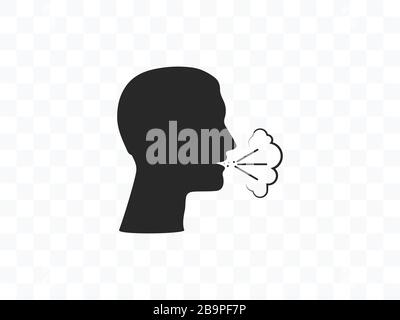 Tosse, icona influenza. Illustrazione vettoriale, design piatto. Illustrazione Vettoriale