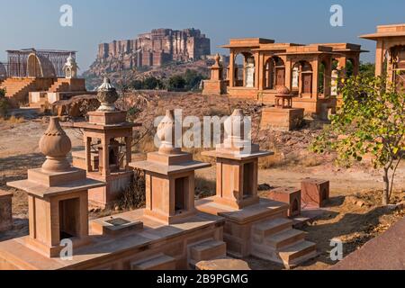 Mehrangarh Fort da Jaswant Thada Jodhpur Rajasthan India Foto Stock