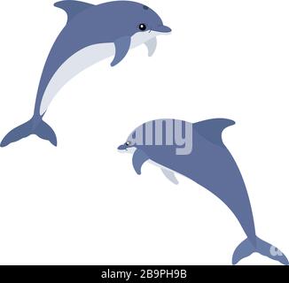vettore cartone animato animale clip arte delfini tursiopi Illustrazione Vettoriale