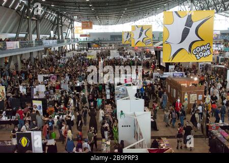 1 luglio 2017. Stoccarda, Germania. Padiglione 1 (Comics) al Comic con. Il fumetto con Stuttgart invita i fan e i co-giocatori a incontrare celebrità e artisti comici in sessioni di pannelli, domande e risposte, foto e firma Foto Stock