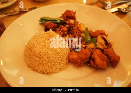 Chiudere il riso fritto di pollo Foto Stock