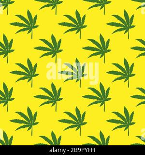 Modello vettoriale senza giunture di foglie di cannabis verde Illustrazione Vettoriale