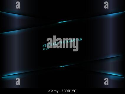 Sfondo A Colori Lucido Nero Moderno Con Effetto Di Illuminazione Laser Blu. Illustrazione Vettoriale Illustrazione Vettoriale