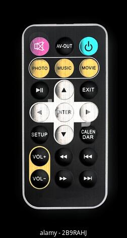 mini telecomando multimediale su sfondo bianco Foto Stock