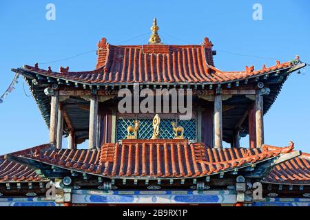 MORON, MONGOLIA, 5 marzo 2020 : il Monastero di Danzandarjaa è un piccolo monastero costruito nel 1990 dopo la rivoluzione democratica per sostituire l'originale e muc Foto Stock