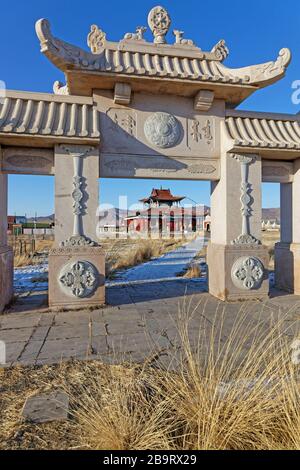 MORON, MONGOLIA, 5 marzo 2020 : il Monastero di Danzandarjaa è un piccolo monastero costruito nel 1990 dopo la rivoluzione democratica per sostituire l'originale e muc Foto Stock