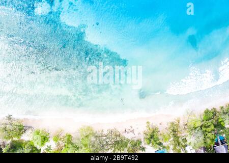 Seychelles spiaggia Mahé Mahe isola mare copyspace vacanza oceano drone vista fotografia aerea Foto Stock