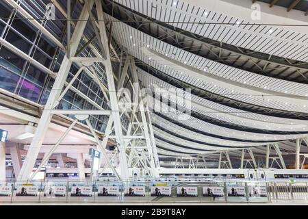 Pechino, Cina – 29 settembre 2019: Stazione ferroviaria di Pechino Sud infrastrutture architettoniche moderne in Cina. Foto Stock