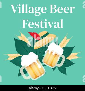 Villaggio birra festival social media post mockup Illustrazione Vettoriale