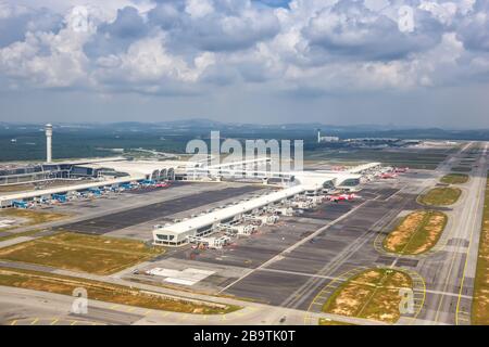 Kuala Lumpur, Malesia – 22 gennaio 2018: Kuala Lumpur International Airport KLIA foto aerea (KUL) in Malesia. Foto Stock