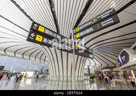 Pechino, Cina – 30 settembre 2019: Daxing New International Airport Terminal (PKX) a Pechino, Cina. Foto Stock